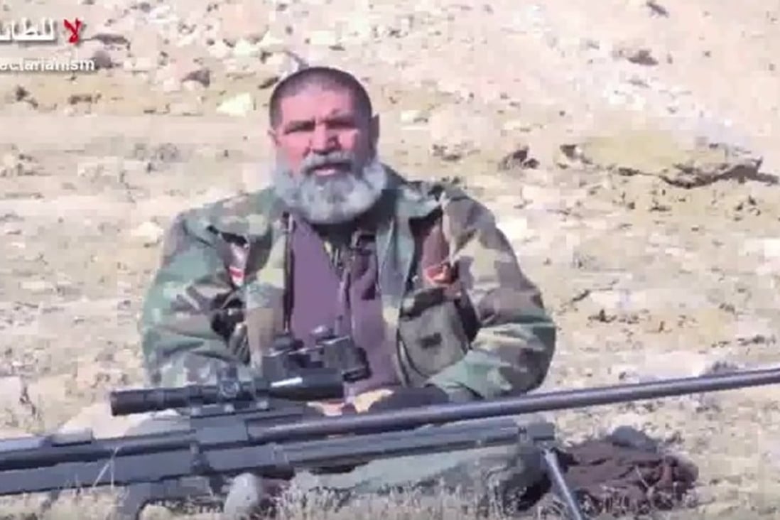 Sniper Ali Jayad al-Salhi has been vaulted into legend, virtually becoming a new saint for the Shiite community since his death. Photo: YouTube