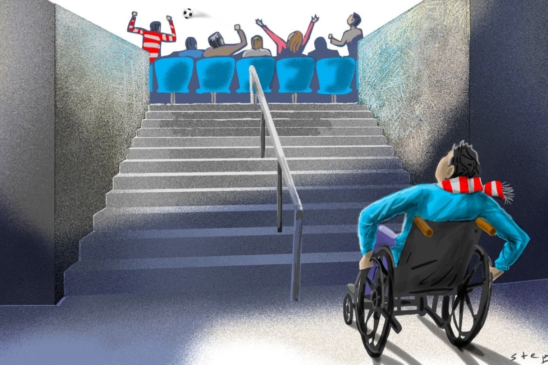 Like anybody else, people with disabilities like to feel part of the supporters rather than apart from them. Illustration: Craig Stephens