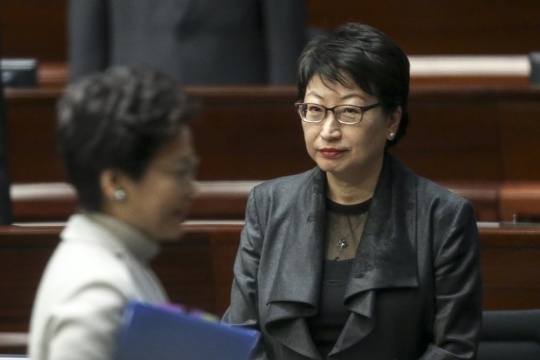 Carrie Lam (left) and Secretary for Justice Teresa Cheng at the Legislative Council meeting. Photo: Sam Tsang