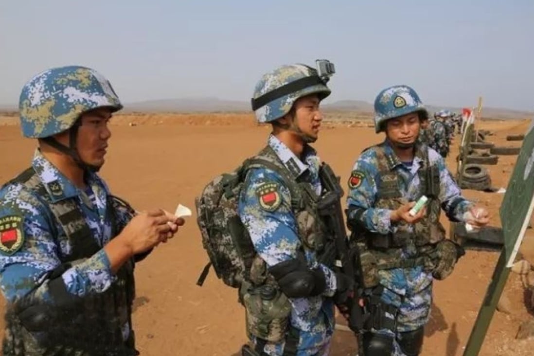 Chinese troops based in Djibouti stage a live fire drill. Photo: Handout