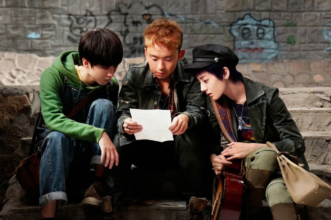 From left: Karry Wang, Dong Zijian and Dilraba Dilmurat in a still from the Chinese film Namiya (category IIA; Mandarin), directed by Han Jie. Jackie Chan co-stars.