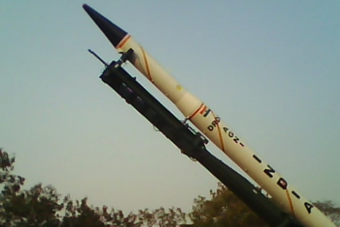 India's Agni-V missile (earlier model pictured in undated photo) is now capable of striking anywhere in China with a nuclear warhead, India's government have announced. The successful test comes as the country is eyeing China's increasing military dominance with concern. Photo: Universalashic (CC BY-SA 3.0)
