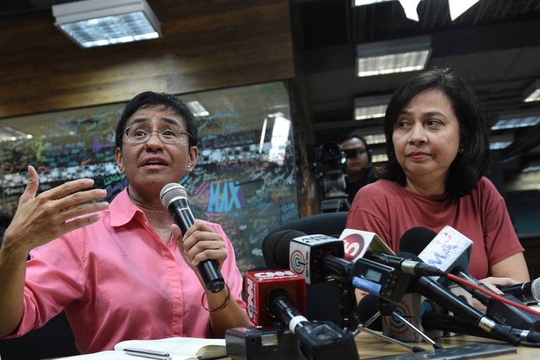 Maria Ressa, left, the CEO and editor of Rappler. Photo: AFP