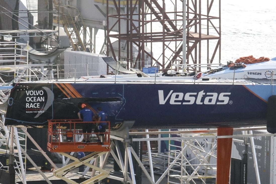 The racing yacht was damaged in the collision. Photo: Felix Wong