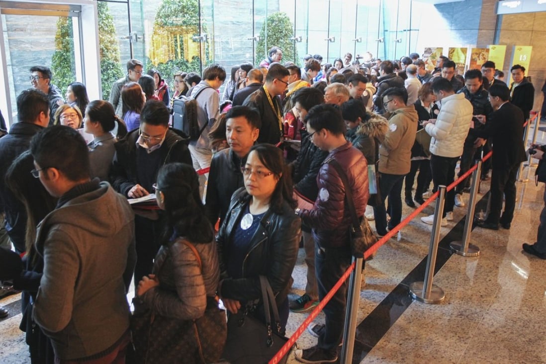 Buyers queue up at the debut of Sun Hung Kai Properties St Barths on January 18, 2018. Photo: Roy Issa