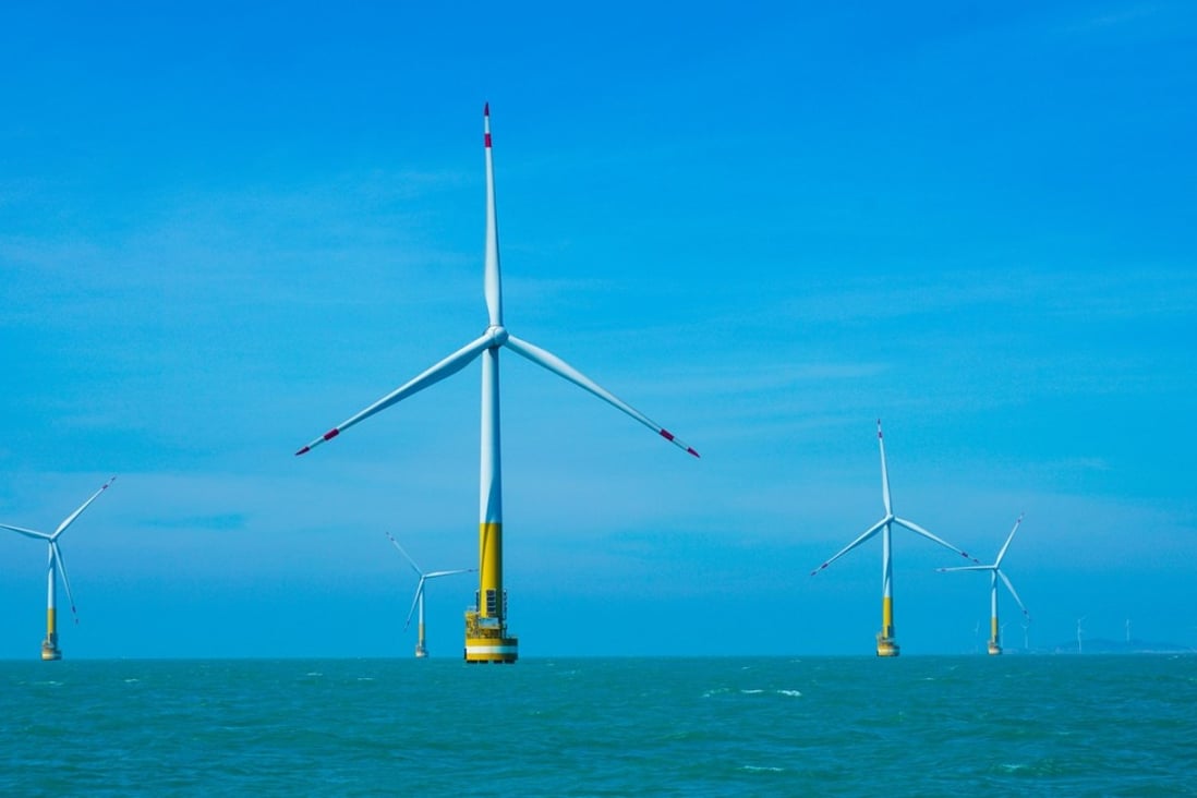 Wind turbines off the coast of Putian, southeast China's Fujian Province. The country plans to invest £292 billion in renewable power by 2020, according to the International Energy Agency. Photo: Xinhua