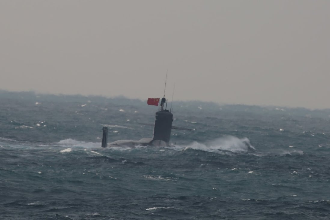 The nuclear attack submarine is seen flying a Chinese flag on its mast in the East China Sea on January 12 in a photo released by Japan’s defence ministry. Photo: Reuters