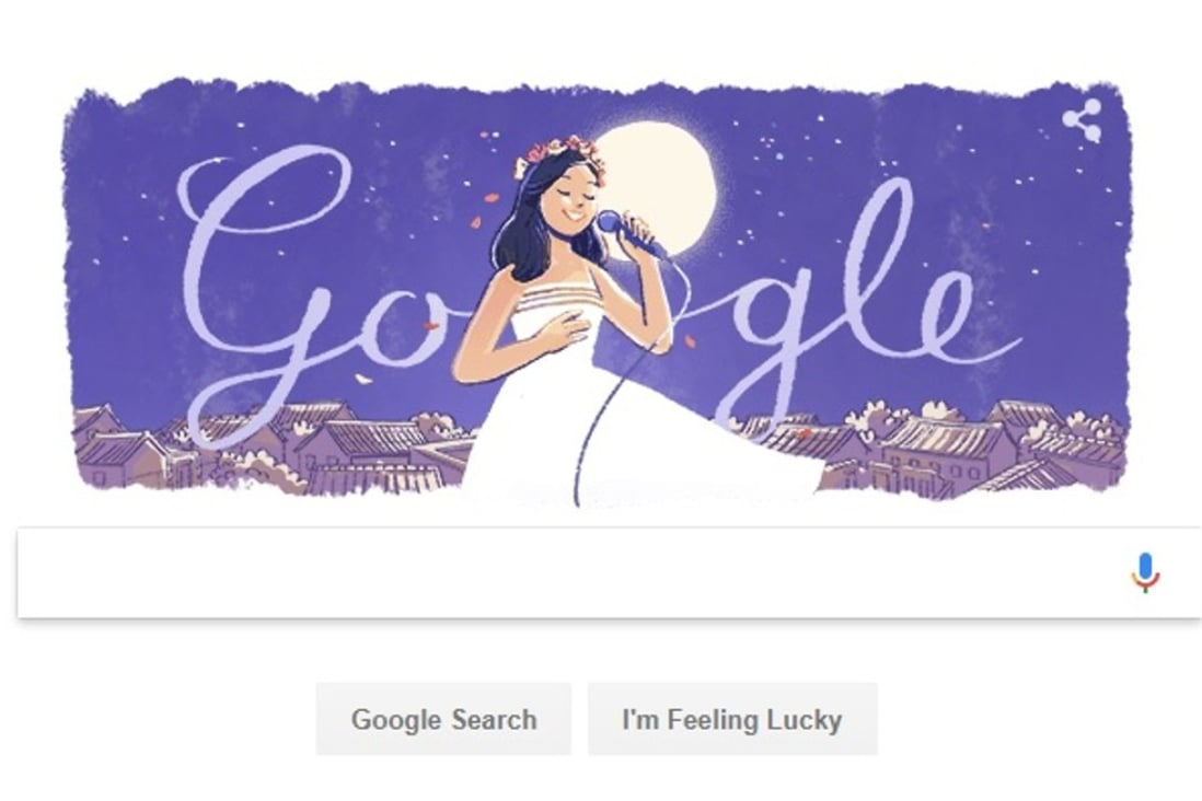 Google Doodle are celebrating what would have been singer Teresa Teng's 65th birthday. Photo: courtesy of Google