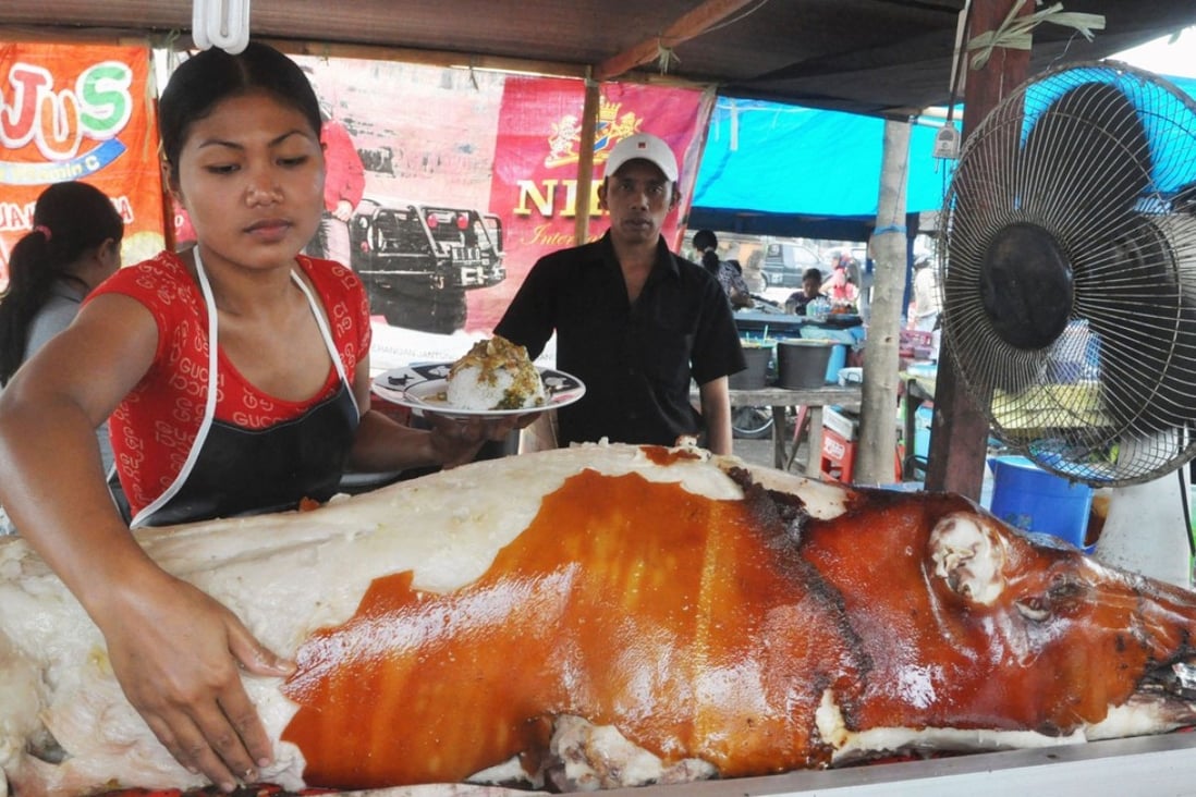Babi Guling at a street stall in Ubud.