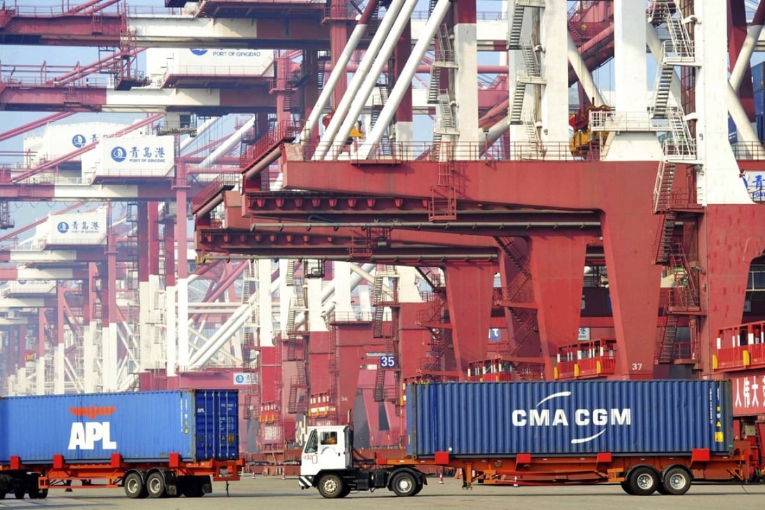 The port in the eastern Chinese city of Qingdao. A new index by air freight firm DHL predicts a positive outlook for the country’s trade growth. Photo: AP