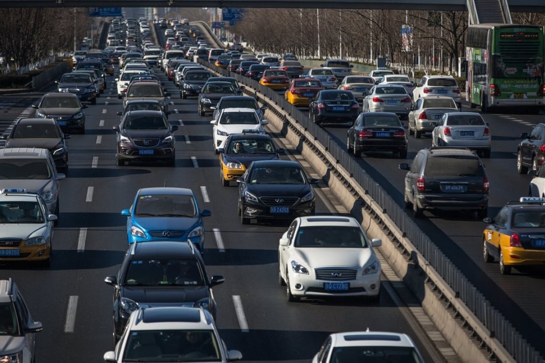 Morning traffic in Beijing. China’s car insurance market was worth US$112 billion in 2017. Photo: EPA