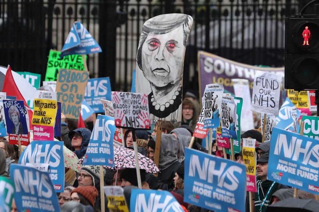 Protesters rally in support of the state-run National Health Service in London. Photo: AFP