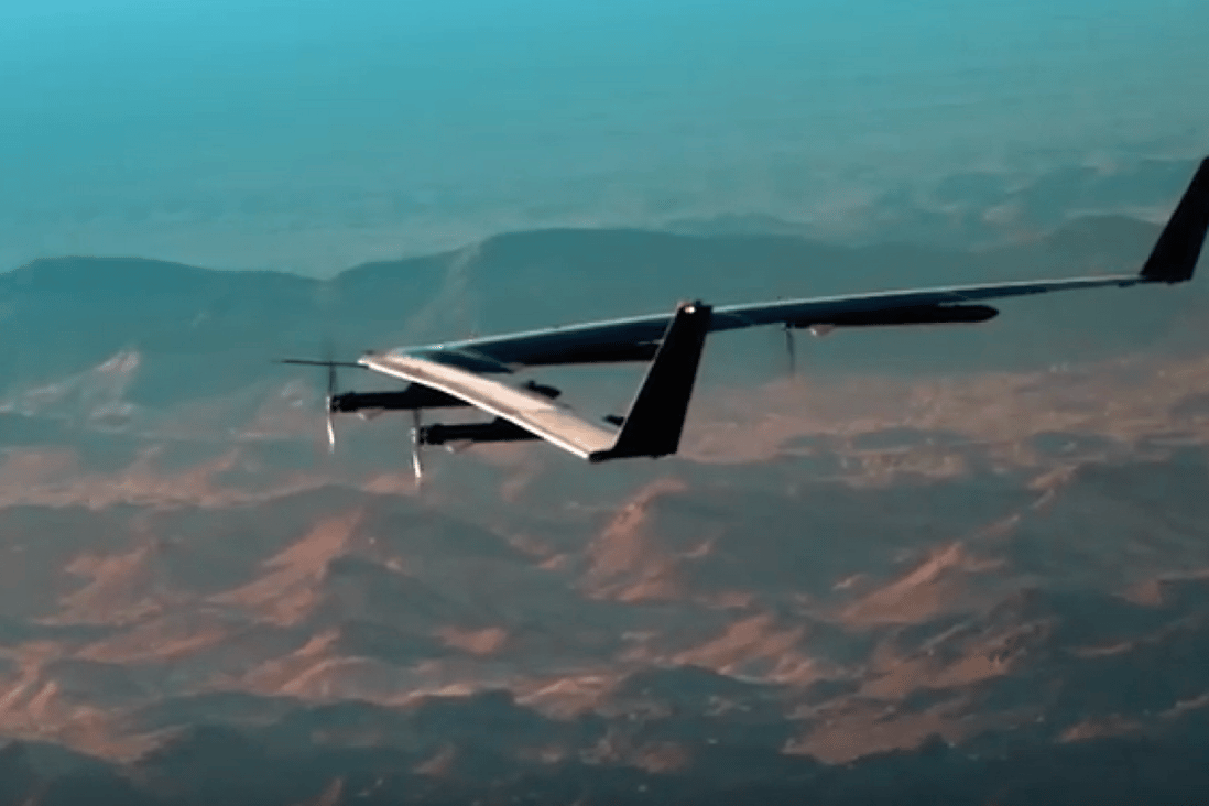Facebook's internet-beaming solar powered aircraft takes flight over Yuma, Arizona. Photo: Facebook