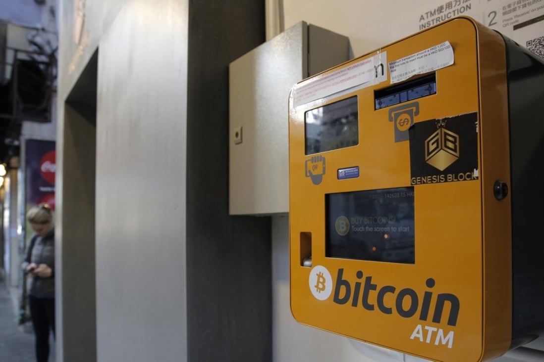 A bitcoin ATM is placed in a public area in Hong Kong. Photo: AP