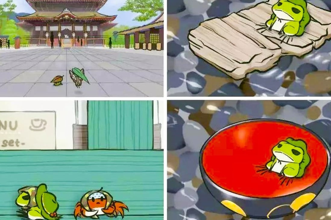 Scenes from the hit smartphone game Tabi Kaeru, or Travel Frog. The idea for the game came from Mayuko Uemura, a 26-year-old employee of developer Hit-Point, who has never written a line of computer code. Photo: cnfol.hk
