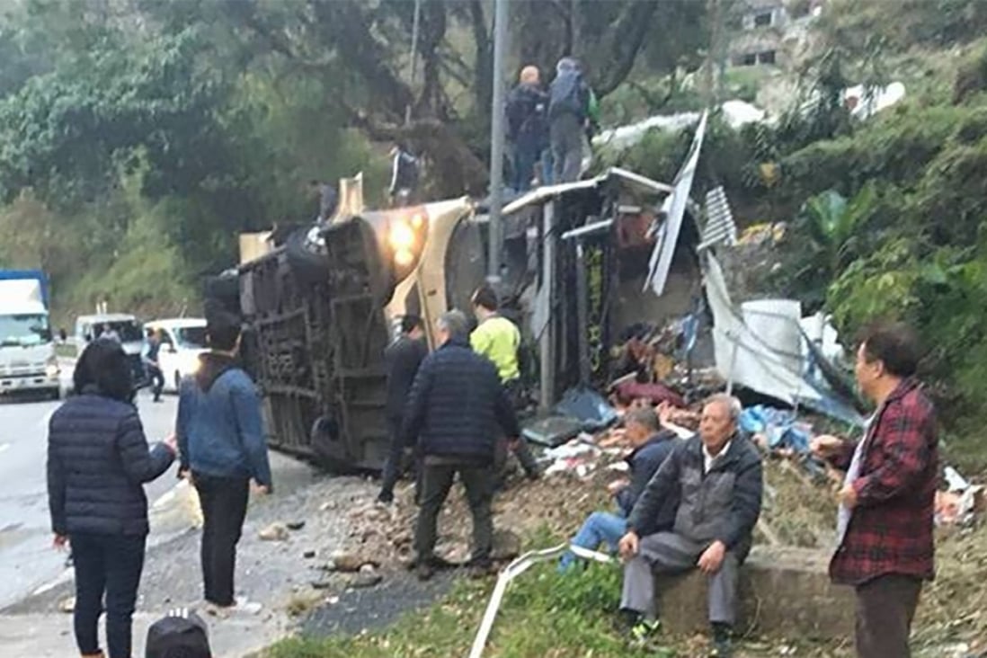 The scene of the bus crash on Tai Po Road. Photo: Facebook
