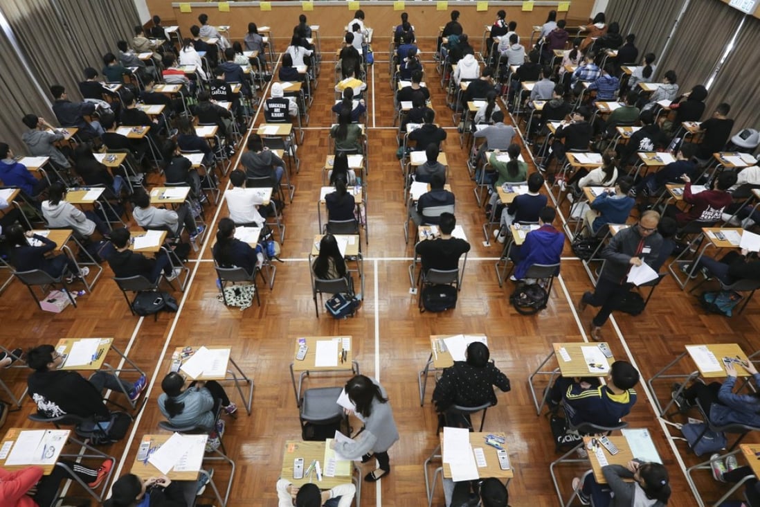 Students sit exams at Kowloon Technical School ,. Photo: SCMP / Dickson Lee
