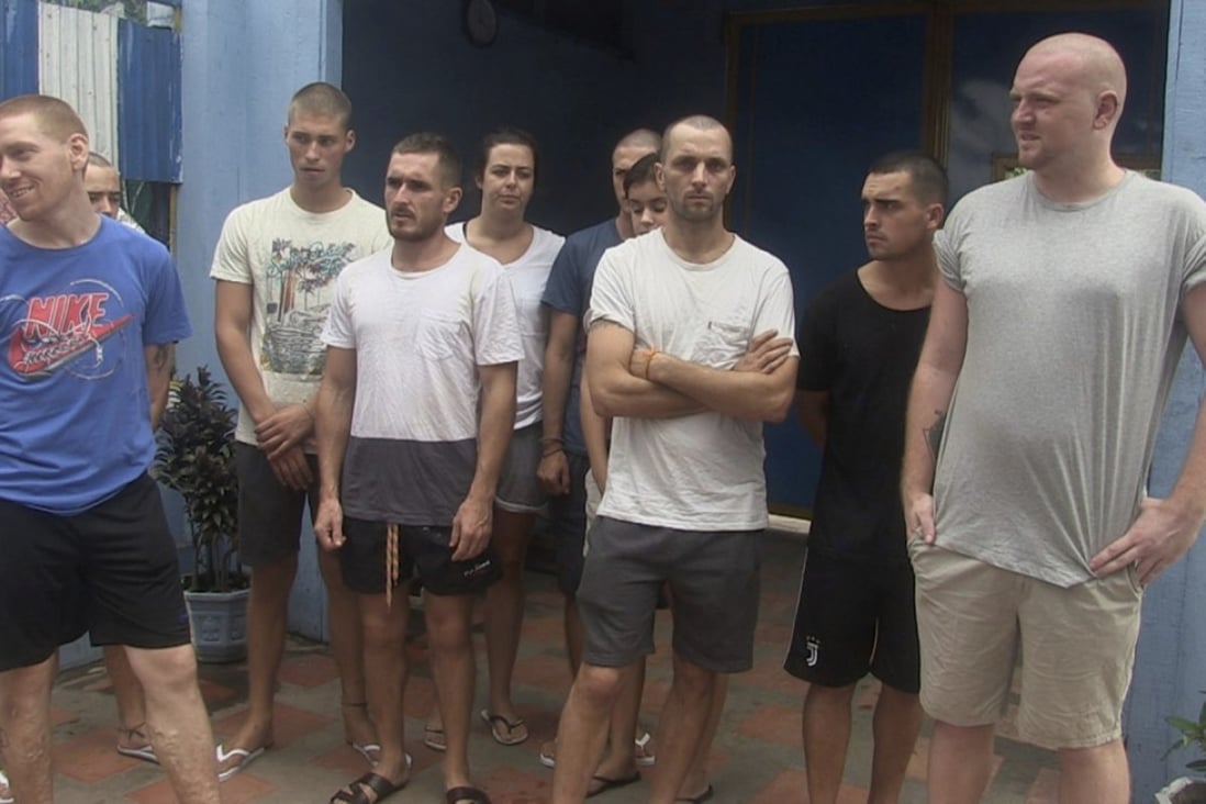 Some of the westerners arrested for ‘pornographic dancing’ in Siem Reap, Cambodia. Photo: AP