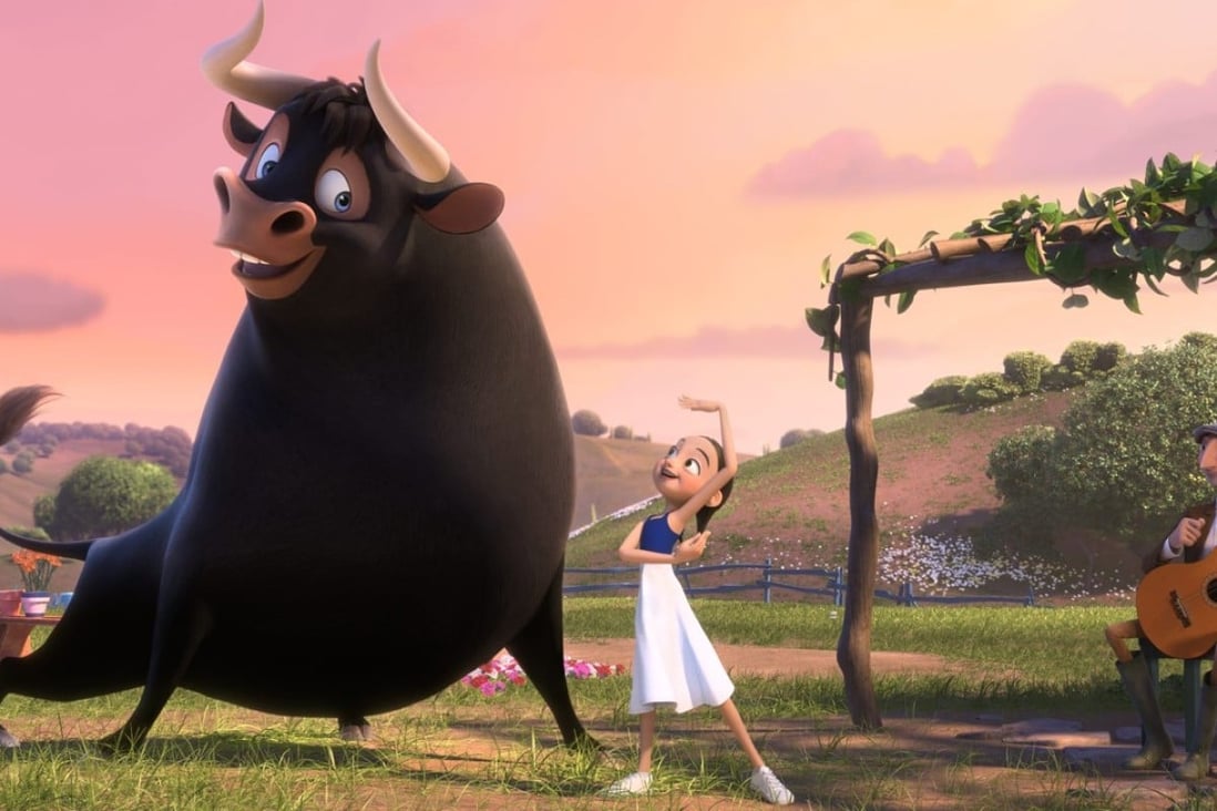 A still from Ferdinand (category I), voiced by John Cena, David Tennant, and Kate McKinnon and directed by Carlos Saldanha.
