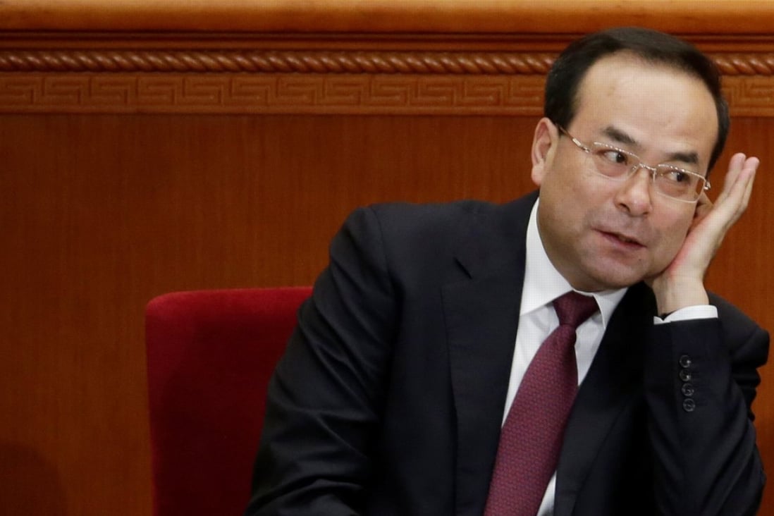 China’s top prosecutor has issued formal charges against the disgraced former Communist Party secretary of Chongqing Sun Zhengcai. Photo: Reuters
