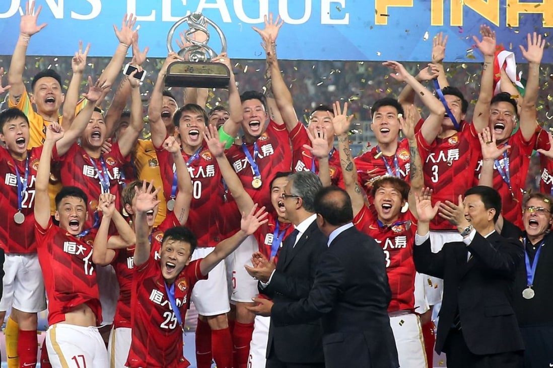Guangzhou Evergrande celebrate winning the AFC Champions League in 2015. Photo: Xinhua