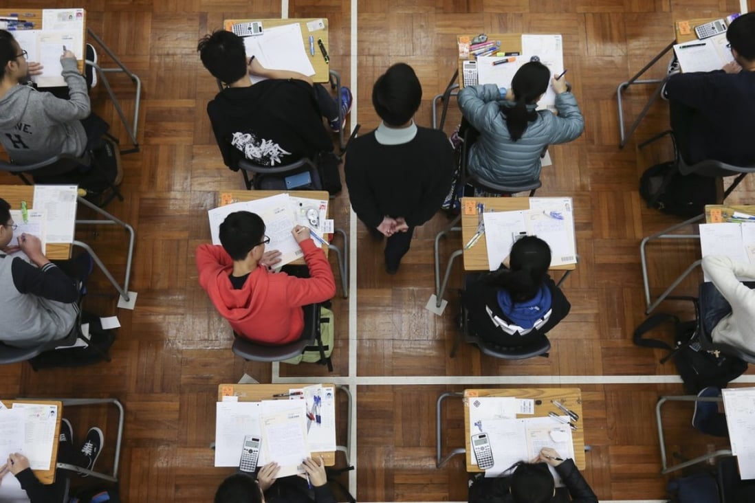 Students sit the Hong Kong Diploma of Secondary Education examination. Girls outperformed boys by 16 percentage points in meeting the minimum entry requirements for university. Photo: Dickson Lee