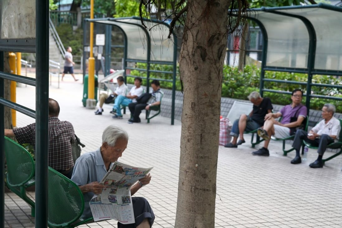 Elderly residents relax at a public sitting-out area in Yau Ma Tei. Photo: Sam Tsang