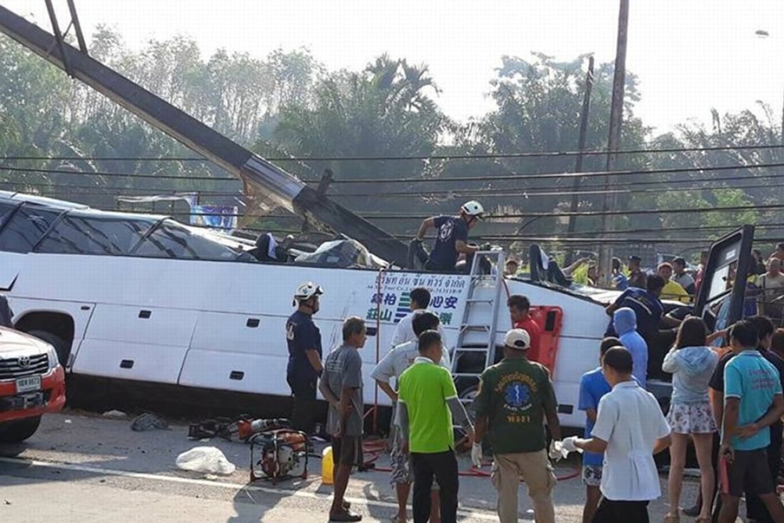 The aftermath of the crash in Phang Na province. Photo: Xinhua