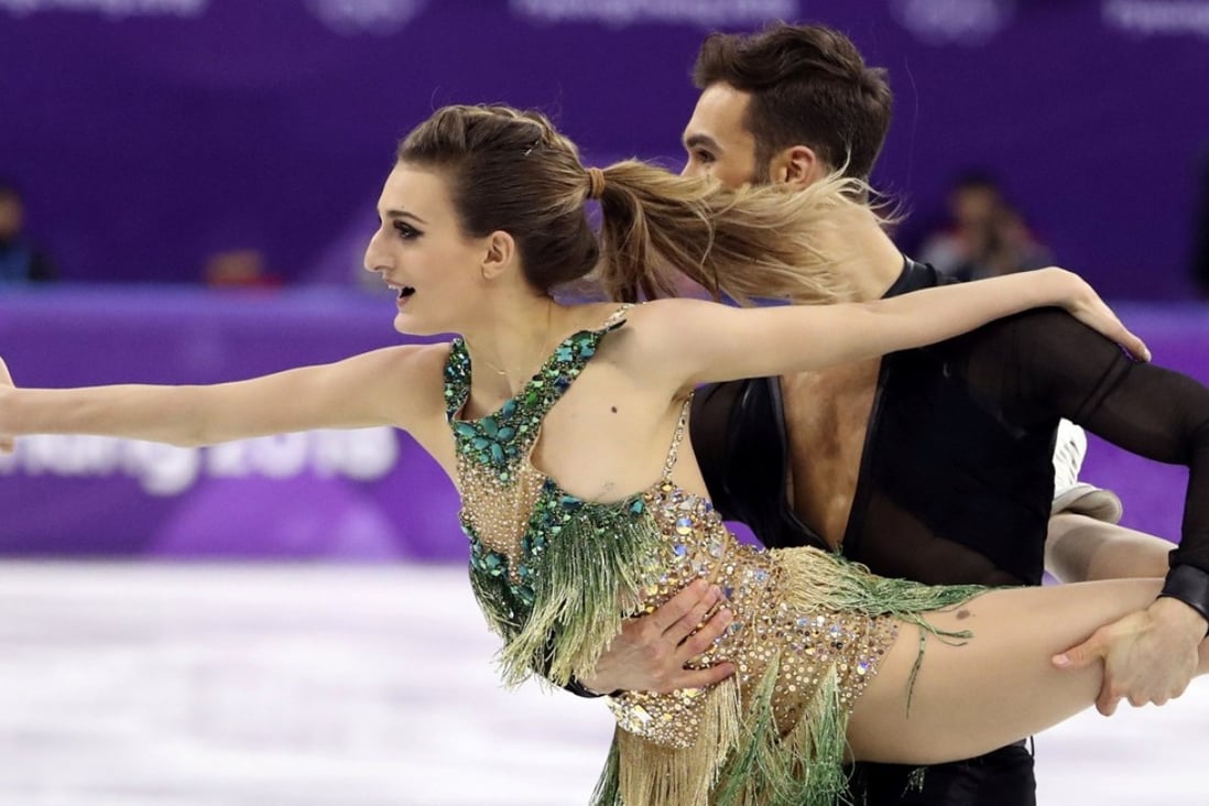 Guillaume Cizeron and Gabriella Papadakis of France perform in the short dance at Gangneung Ice Arena. Photo: Reuters
