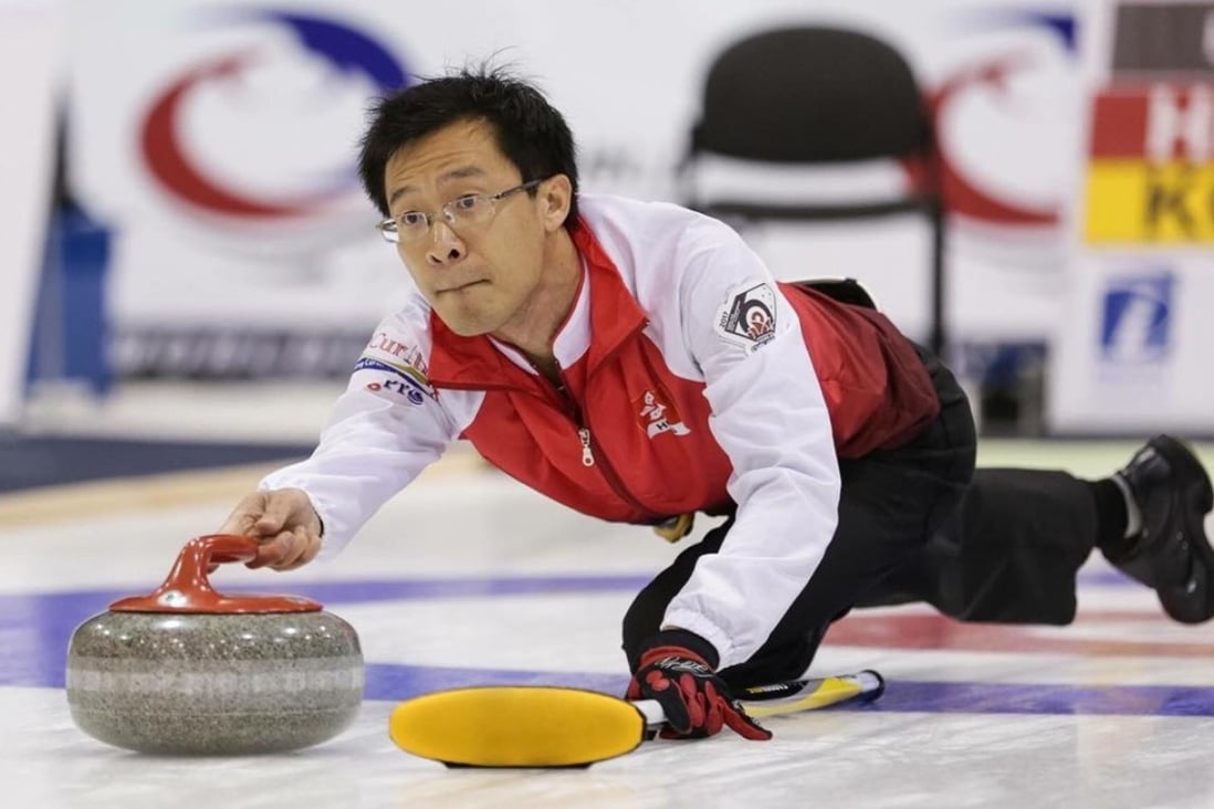 A Hong Kong curler competing in the Curling World Mixed Championships 2017 in Switzerland. Photo: Hong Kong Curling Association