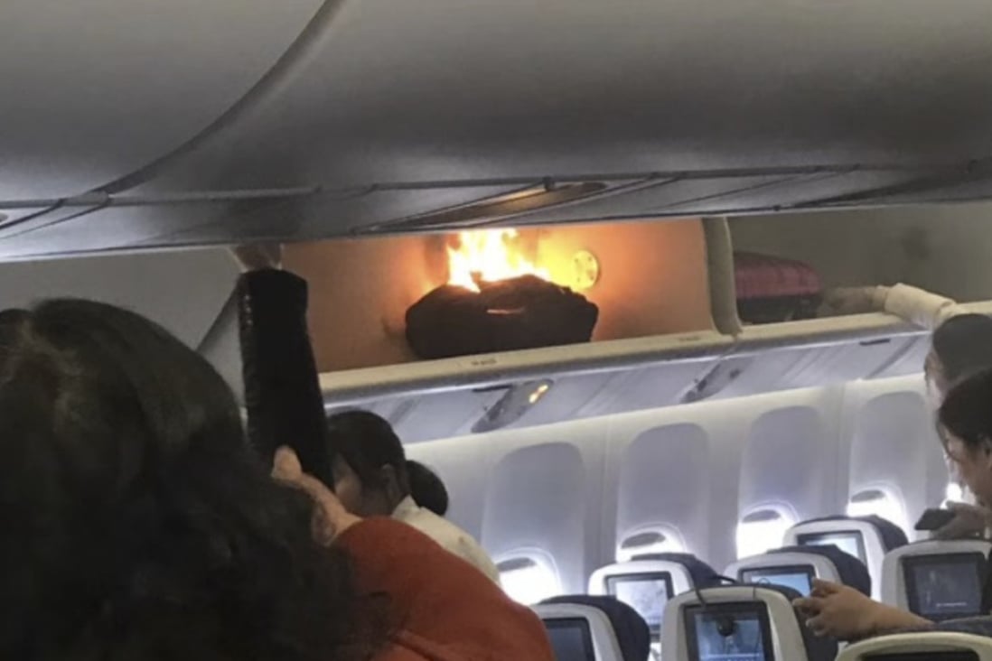 The fire started as passengers were boarding the flight from Guangzhou to Shanghai. Photo: 163.com