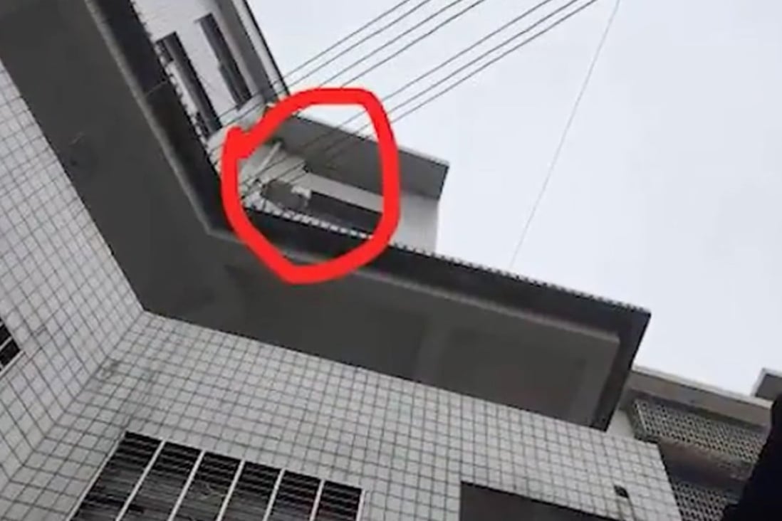 A witness said the four-year-old child was tossed out of a fourth-storey window at a guest house in central China’s Hunan province. Photo: YouTube