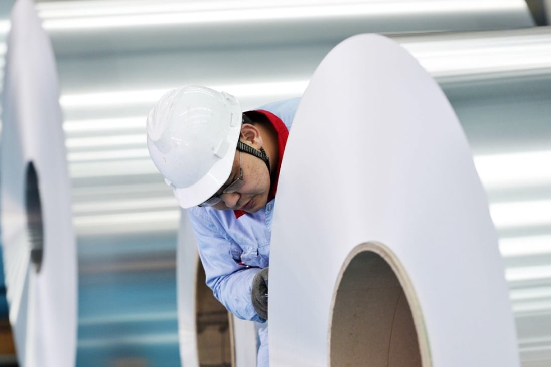 A worker pictured at an aluminium plant in Binzhou in eastern Shandong province. Photo: Imaginechina