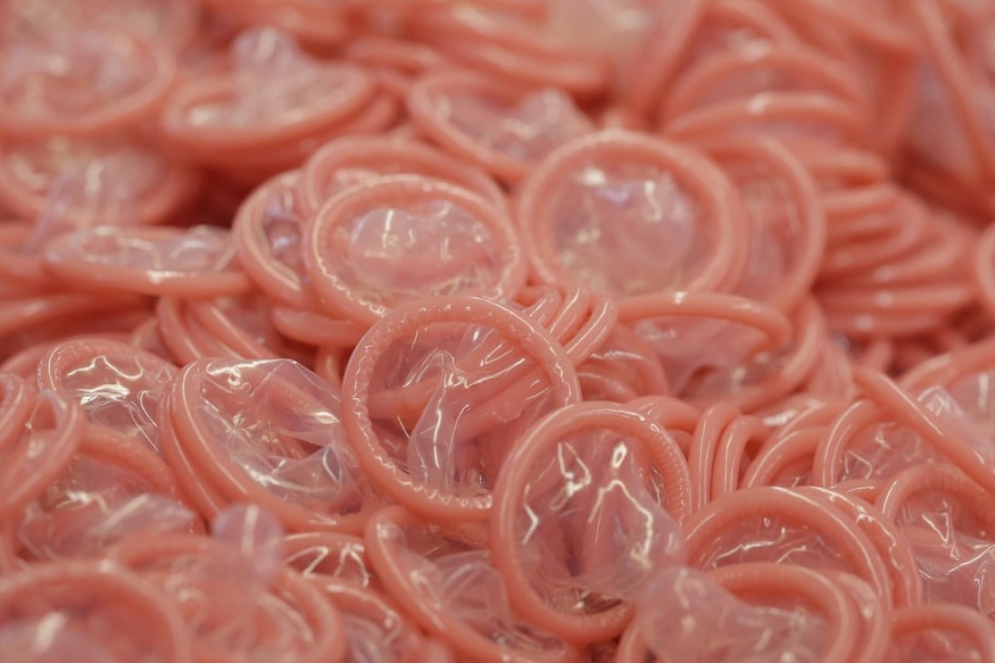 Condoms waiting to be packaged at a factory in Japan. Photo: Bloomberg