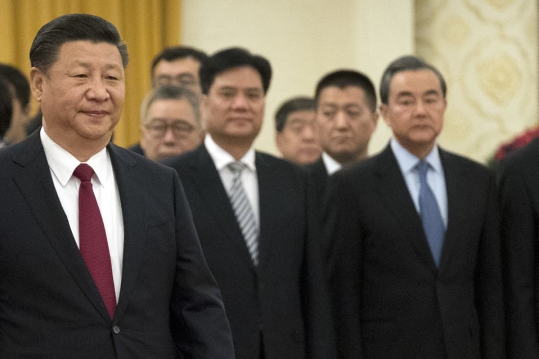 Chinese President Xi Jinping with Communist Party colleagues. Photo: AP