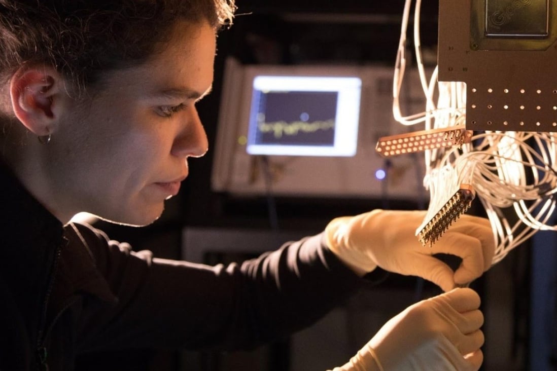 Research scientist Marissa Giustina installs a 72-qubit Bristlecone chip at Google’s Quantum AI Lab in Santa Barbara, California. Chinese internet giants Baidu, Alibaba Group Holding and Tencent Holdings are looking to catch up in the field of quantum computing with their own research initiatives. Photo: Google.