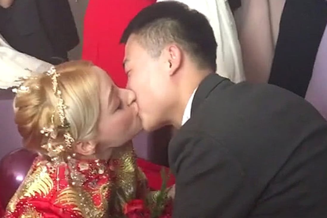 He Pengwei of Shanxi province and Inesa of Ukraine became social media stars after Inesa’s parents said He did not have to pay a “bride price” for their daughter’s hand. Photo: 163.com