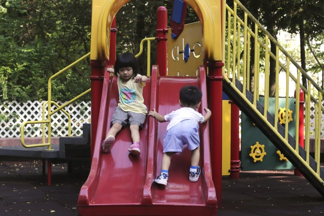 Children play at a playground in Chai Wan Park. Photo: Sam Tsang