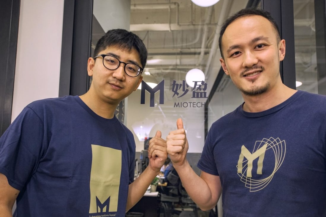 Liu Tao, left, and Jason Tu Jianyu, co-founders of MioTech, which visualises data for banks and asset managers, feature on the list. Photo: Handout