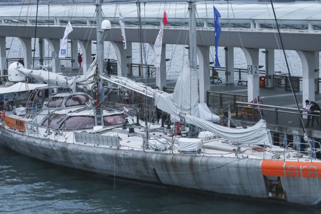 Image of the Ocean research vessel Tara, a large sailing vessel and the French scientists who are on an epic voyage of discovery, docked at Central Pier in Central. 14MAR18 [FEATURES] SCMP / Jonathan Wong