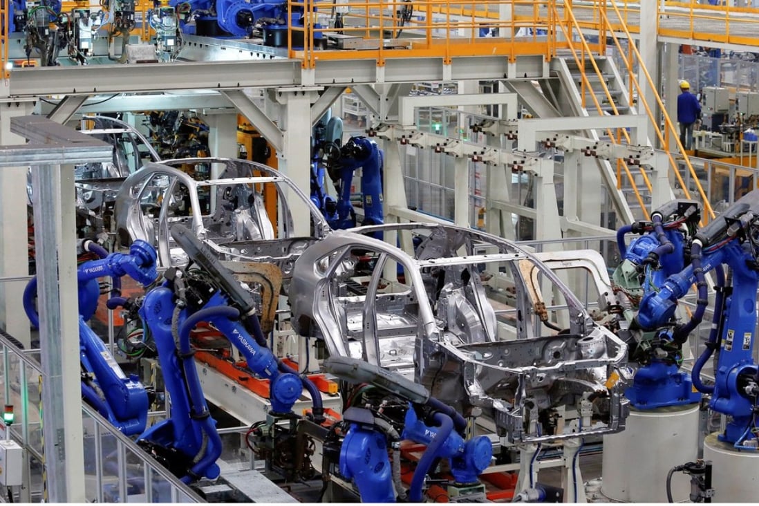 Cars on BYD’s assembly line in Shenzhen. Photo: Reuters