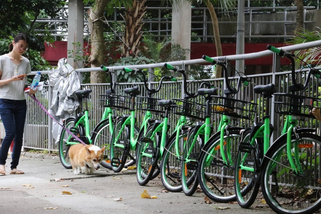 GoBee’s shared bikes parked at Mei Tin Road in Tai Wai. Photo: Felix Wong