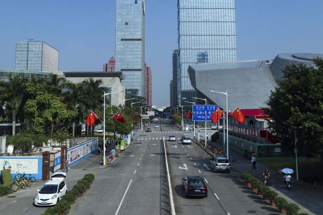 Fuzhong Road in the Futian district of Shenzhen. A new vehicle sharing service was launched in the city, with prices lower than bike sharing. Photo: Roy Issa