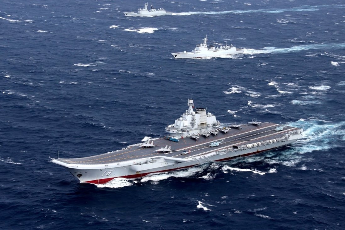 China's Liaoning aircraft carrier takes part in a drill in the South China Sea. Photo: Reuters