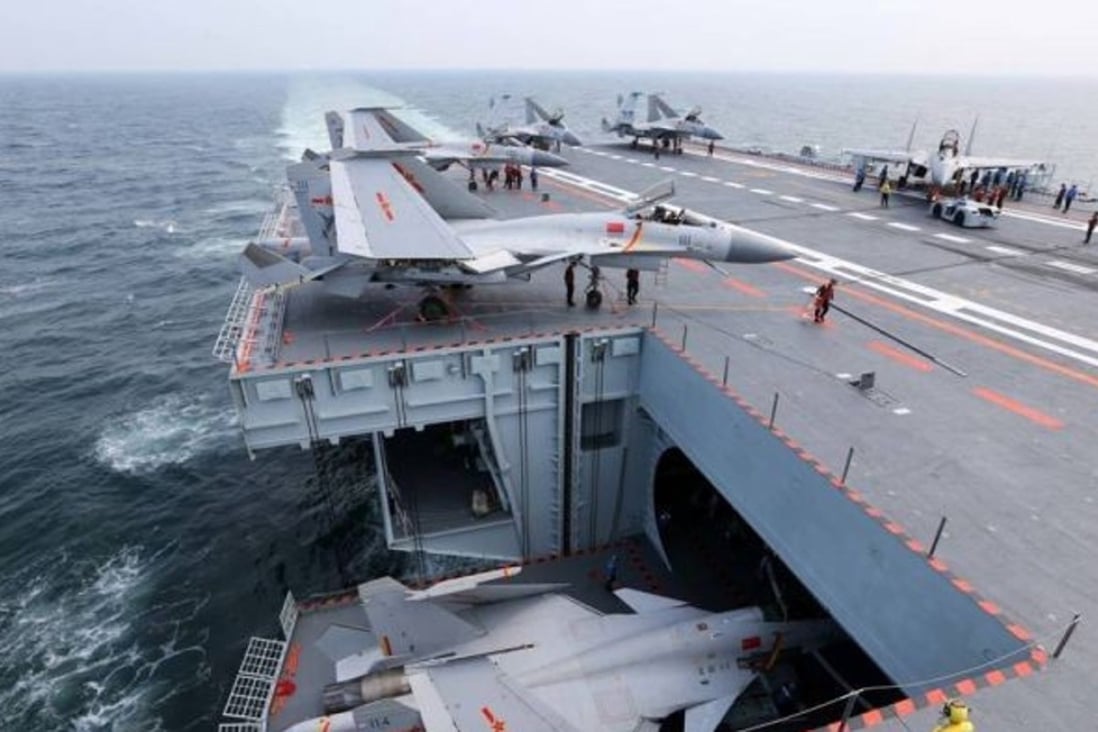 China’s Liaoning aircraft carrier is taking part in live-fire drills in the South China Sea. Photo: Handout