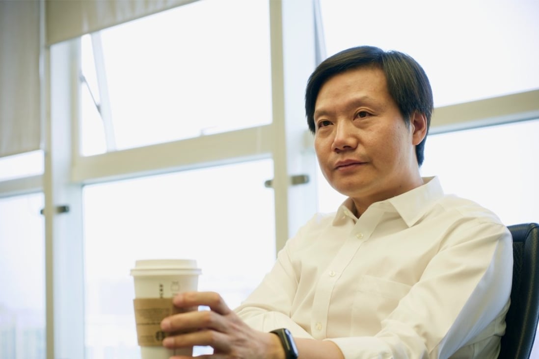 Xiaomi CEO Lei Jun speaks in an interview at the company's Beijing headquarters.