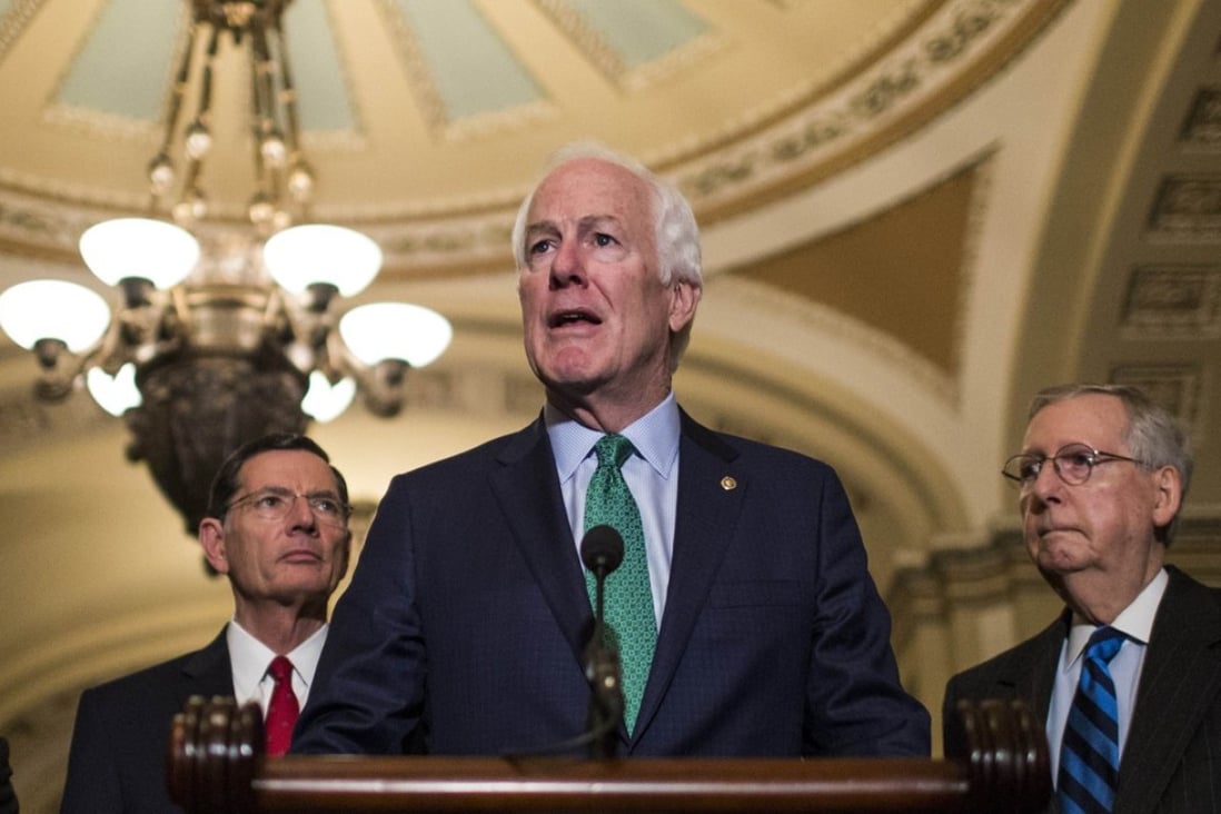 Senator John Cornyn (pictured on Tuesday) will be among the lawmakers looking at issues faced by US companies in China - one of the issues leading to US President Donald Trump’s tariffs on the country. Photo: Getty Images via AFP