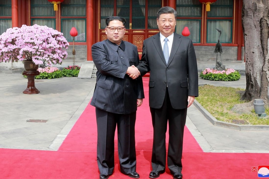 President Xi Jinping with North Korean leader Kim Jong-un in Beijing. Kim was treated to a lavish welcome by the Chinese president during a secretive trip to Beijing. Photo: AFP