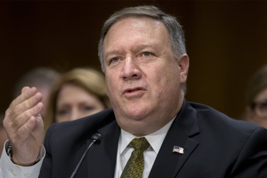 CIA Director Mike Pompeo is seen here at his Senate hearing on his nomination to be Secretary of State on Thursday. Pompeo, if confirmed, will replace Rex Tillerson. Photo: EPA-EFE
