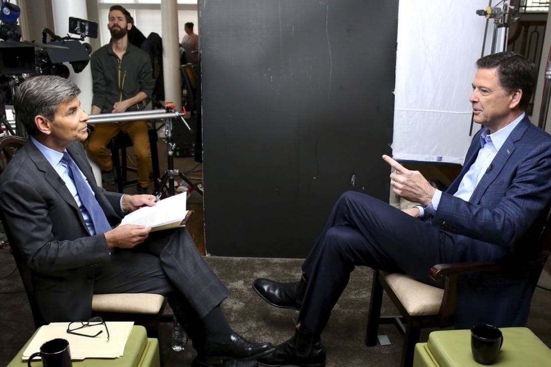 In this image released by ABC News, correspondent George Stephanopoulos, left, appears with former FBI director James Comey for a taped interview that aired on Sunday. Photo: Ralph Alswang / ABC via AP